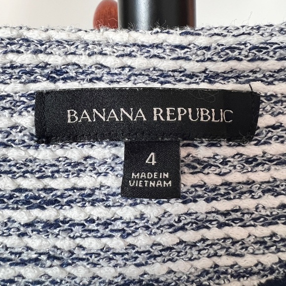 Banana Republic Blue White Tweed Ruffle Peplum Asymmetrical Zip Blazer Jacket 4 - Picture 6 of 8